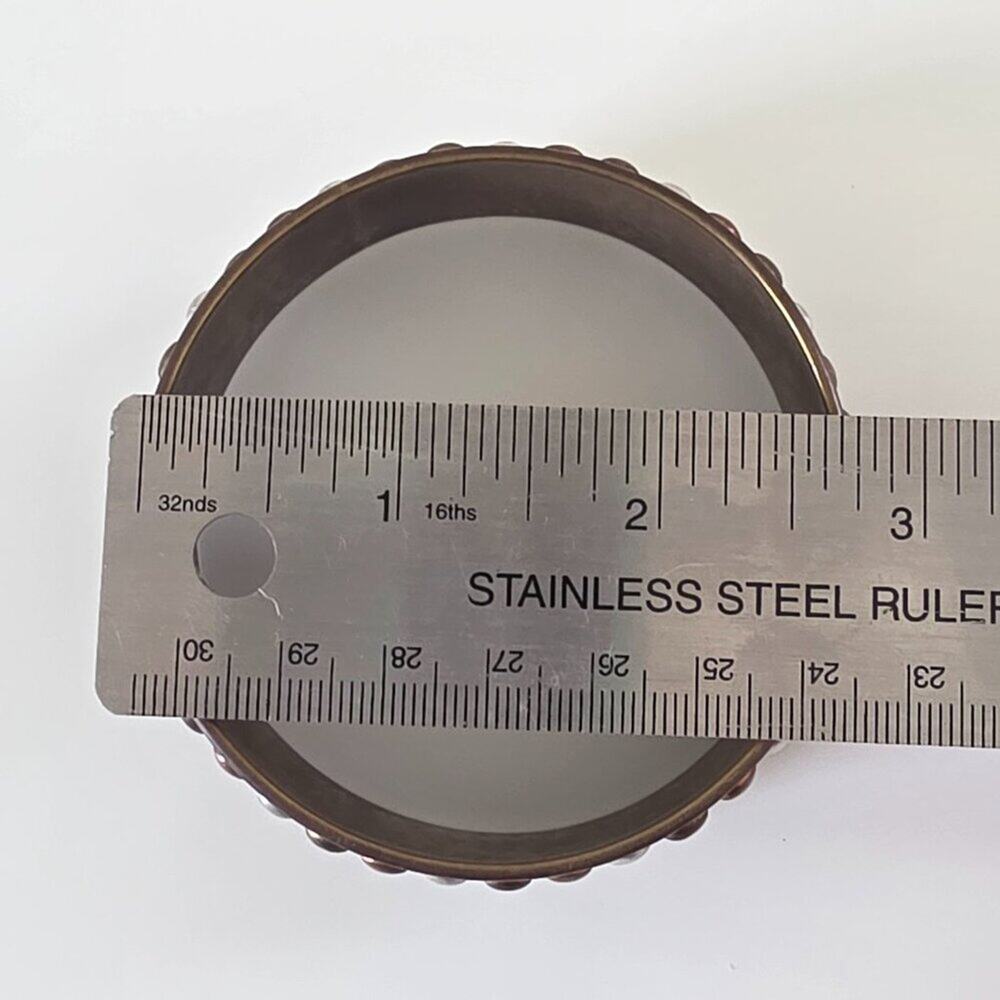 Vintage Wide Mixed Metal Studded Bangle Bracelet Copper Brass Silver One Size - Picture 10 of 11